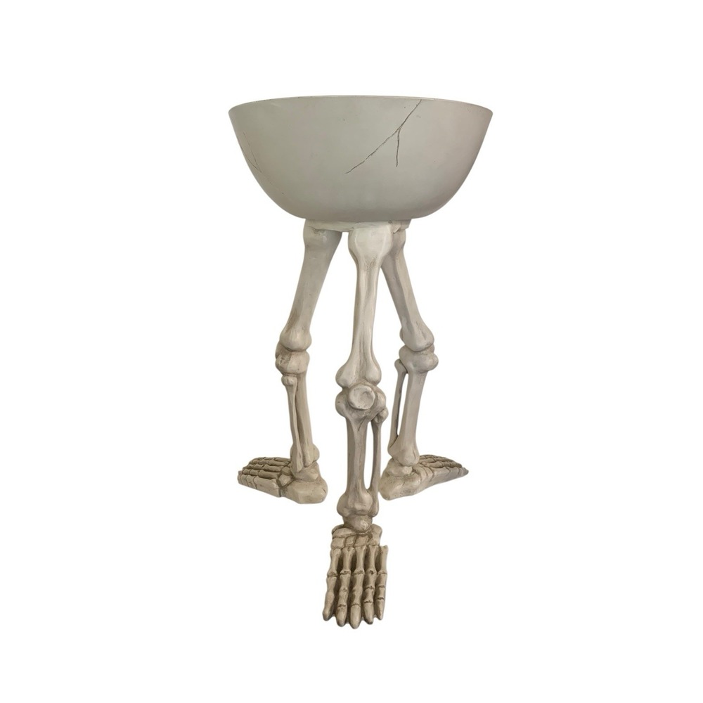 Halloween Skeleton Legs Candy Bowl Planter 17" Spooky Gothic Decor